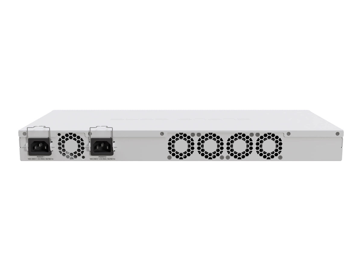 MikroTik CCR2116-12G-4S+ rear ports highlighting 13 GbE and 4 SFP+ interfaces for uplinks