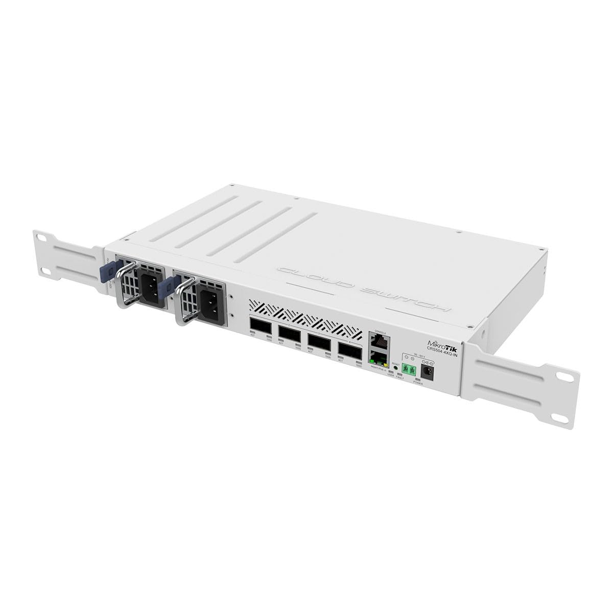 MikroTik CRS504-4XQ-IN dual hot-swap power supplies for uptime.