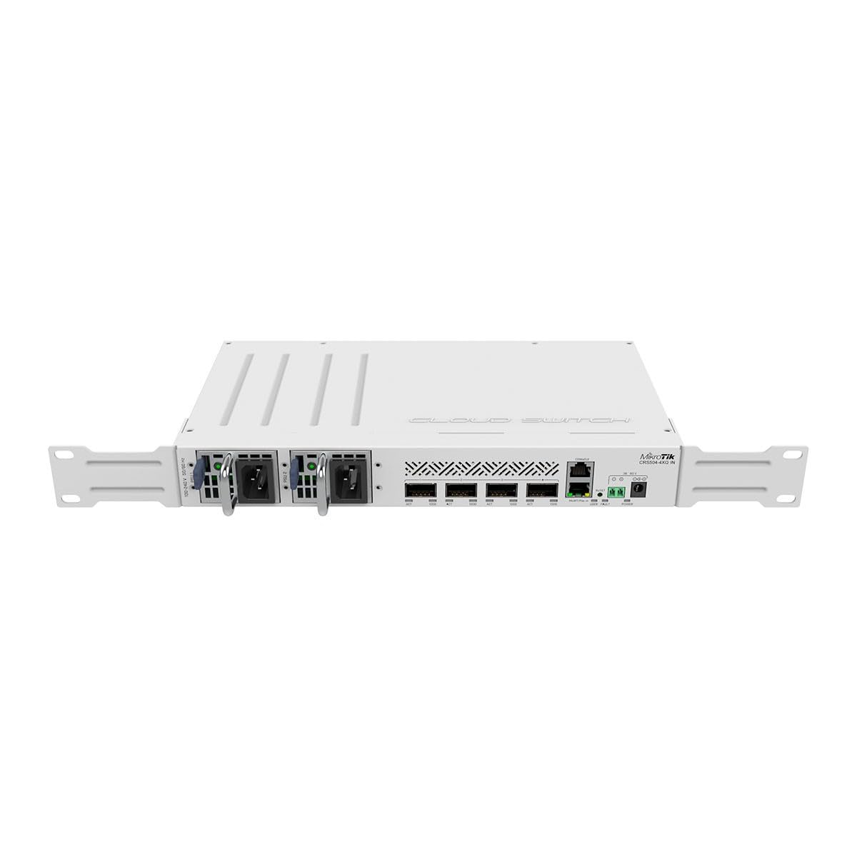 MikroTik CRS504-4XQ-IN wall-mount capable design saves rack space.