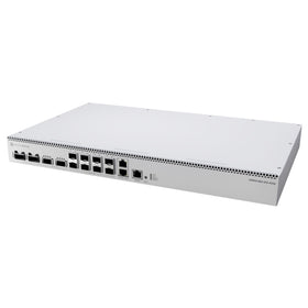 MikroTik CRS812-8DS-2DQ-2DDQ-RM front panel with 8x 25G SFP28 ports enabling high-speed uplinks.
