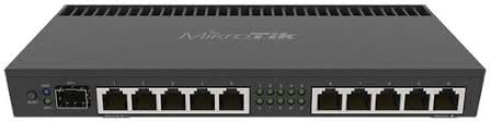 MikroTik RB4011 Ethernet model showing rackmount ears for secure 1U rack installation.