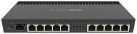 MikroTik RB4011 Ethernet model showing rackmount ears for secure 1U rack installation.