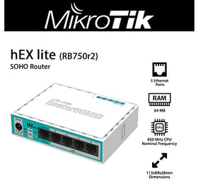 MikroTik device label close-up showing model and specs for easy identification