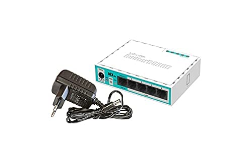 MikroTik side profile of RB750r2 highlighting durable plastic case and low profile