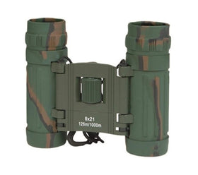 Mil-Tec foldable binocular front view in camo, compact optics for clear daytime viewing