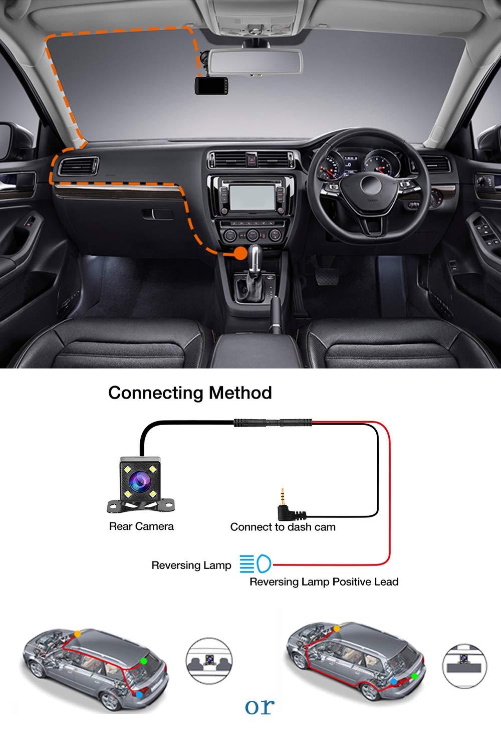 Milerong dashcam easy installation keeps cables hidden.
