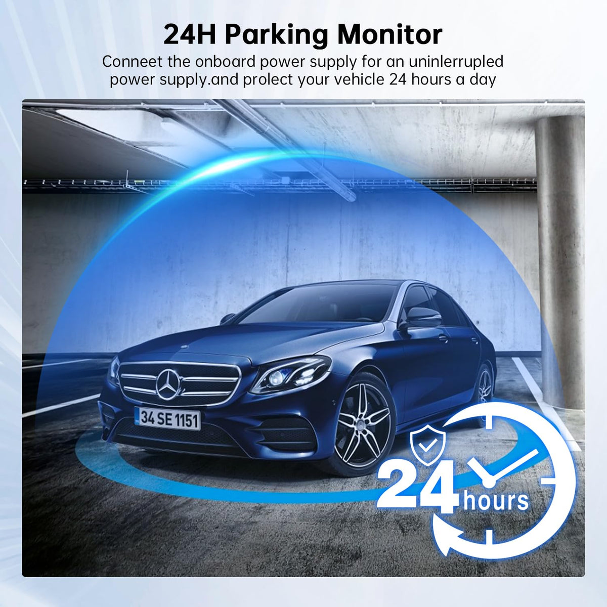 Milerong 11.5ft cable provides flexible routing for dash cam placement.