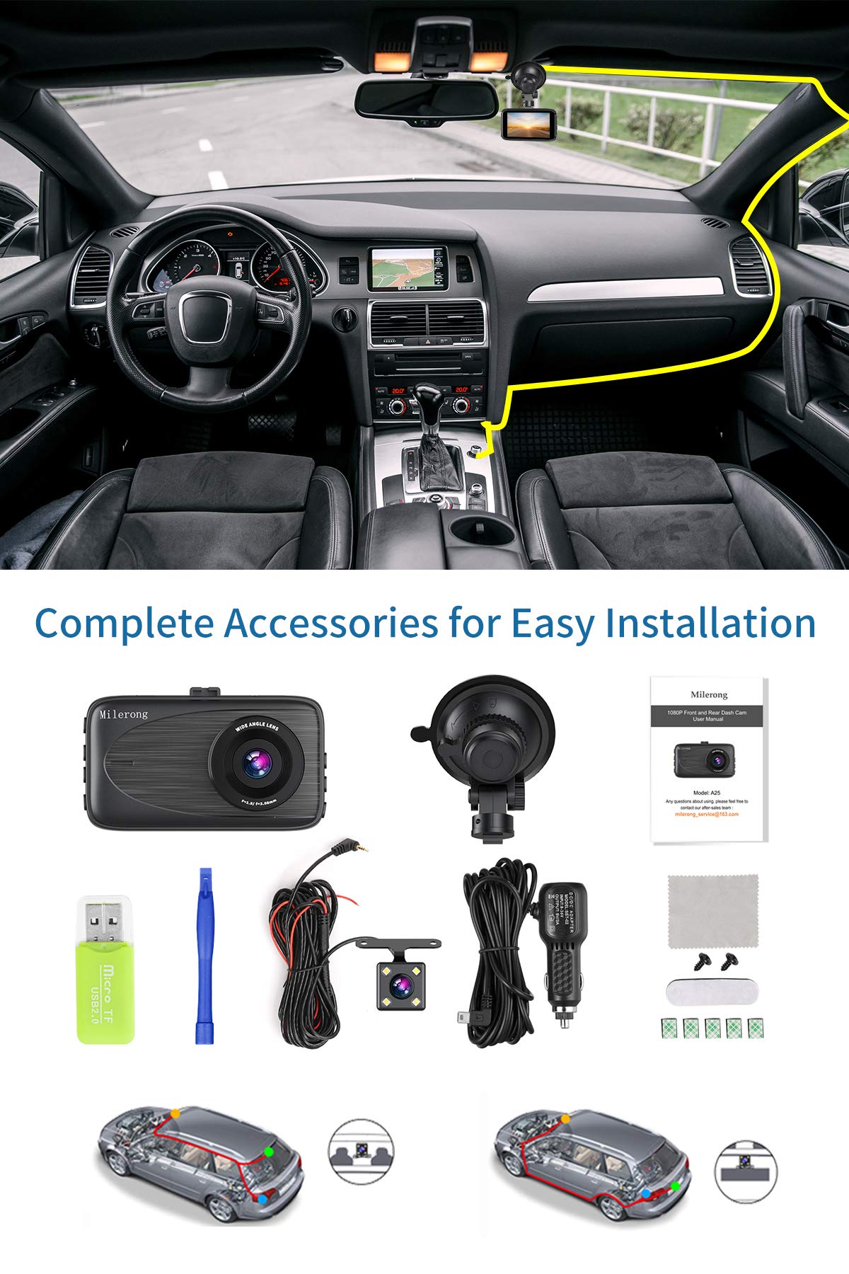 Milerong dashcam parking monitor helps capture incidents.