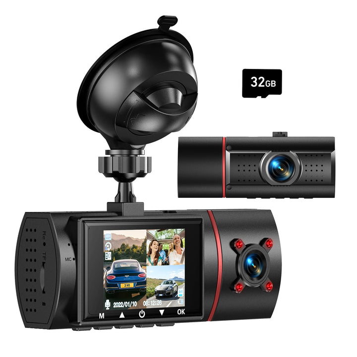 Milerong front dash cam mounted on windshield showing road recording capability