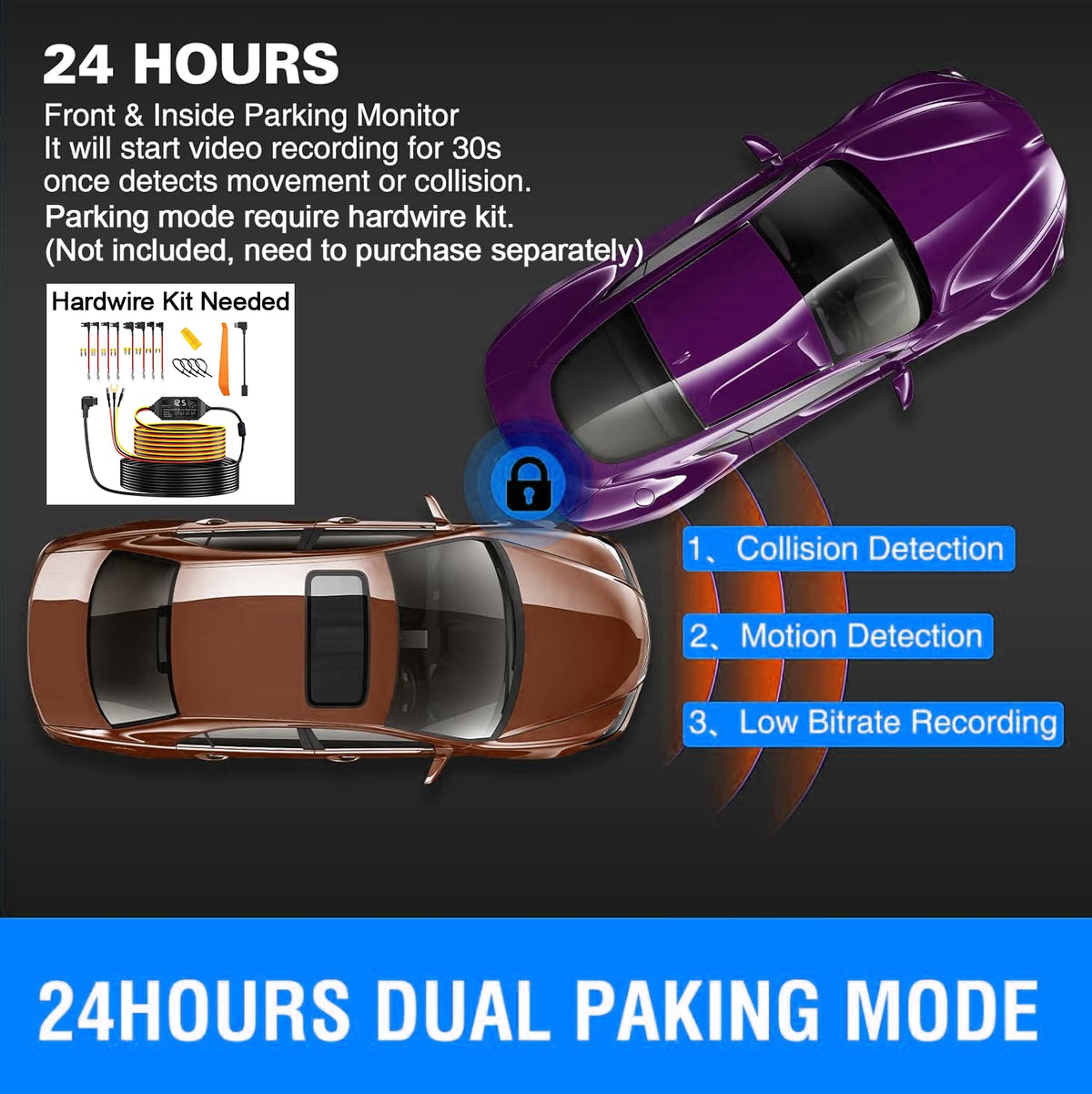 Milerong dash cam next to smartphone showing compact size and scale