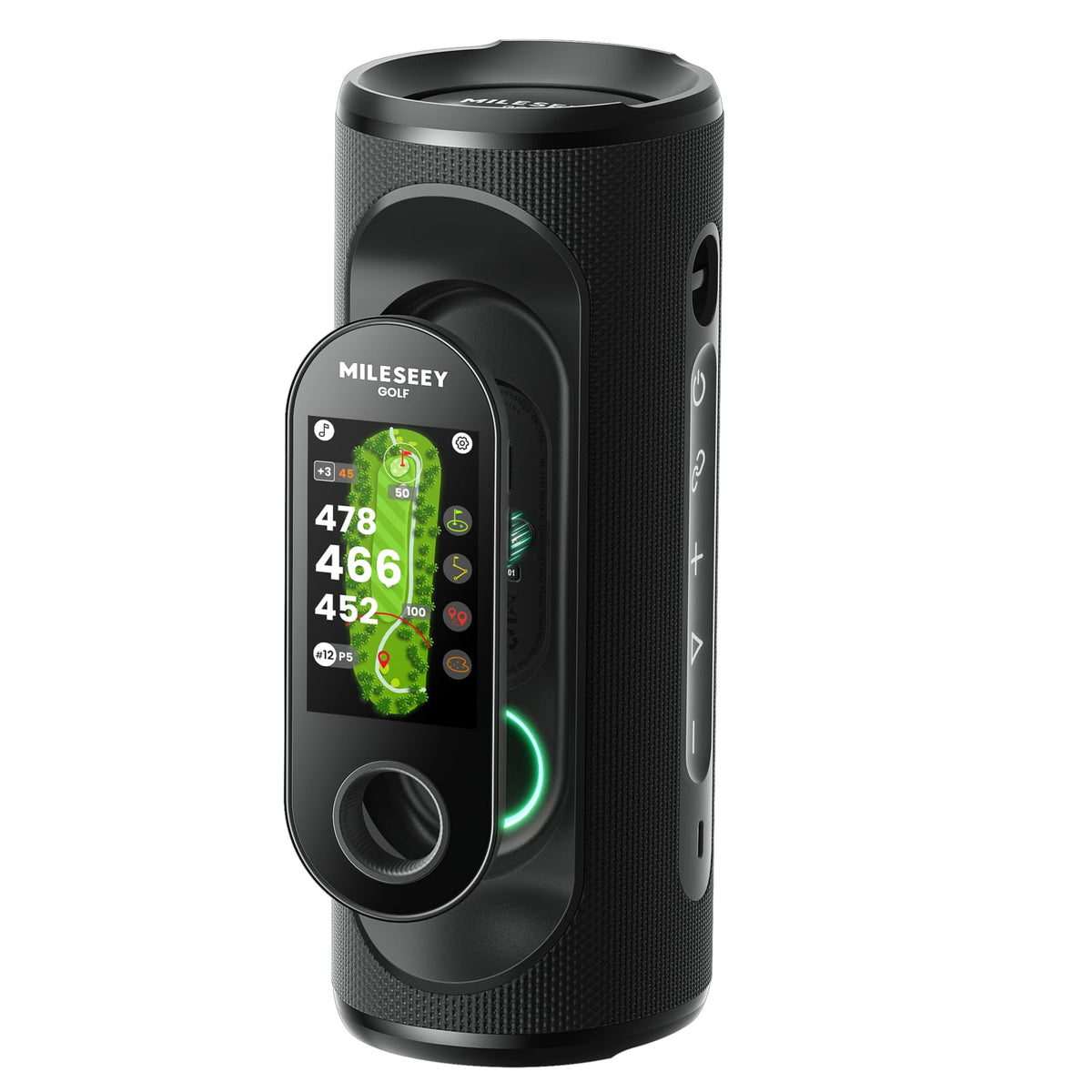 MiLESEEY GeneSonic Pro front view, rugged golf speaker built for course use.