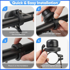MiLi bike bell quick install on road, mountain, or e-bike.