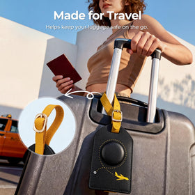 MiLi luggage tag works on suitcases and backpacks for versatile travel security.