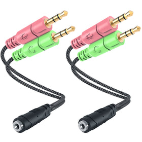 MillSO CTIA 2-pack 8-inch headphone splitter ready for PC and laptop audio and mic use