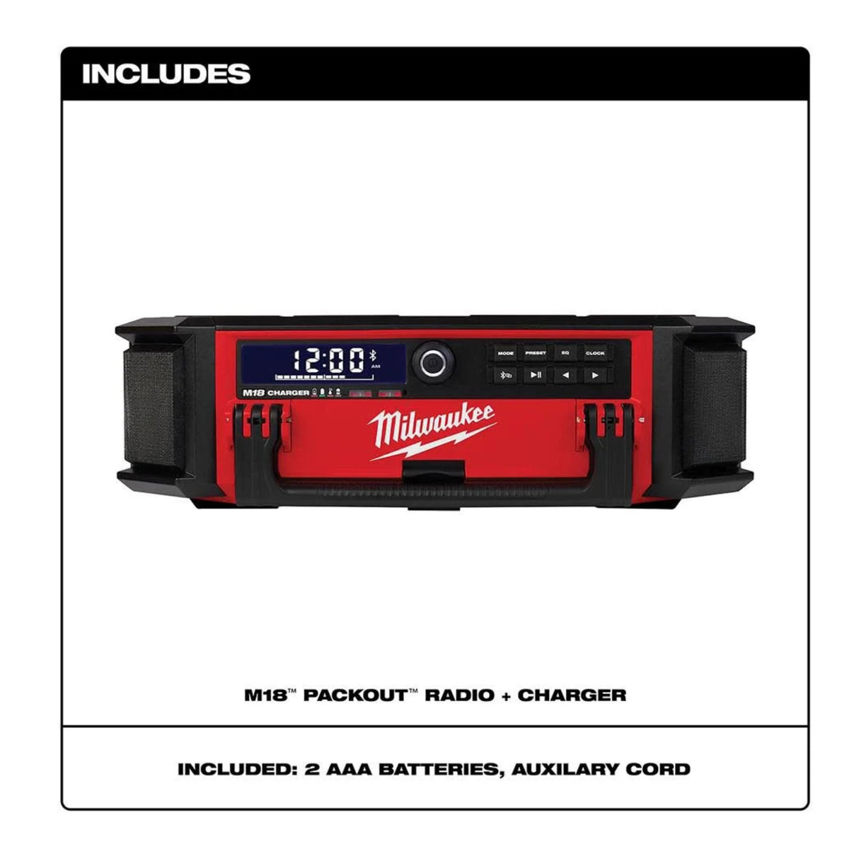 Milwaukee M18 Packout Radio Charger battery charging indicator at a glance.