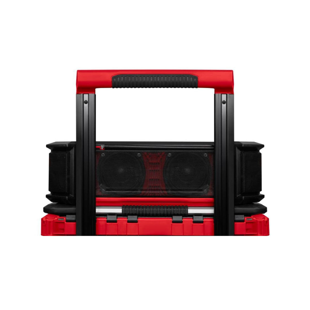 Milwaukee M18 Packout Radio Charger with dock and USB charging capabilities.