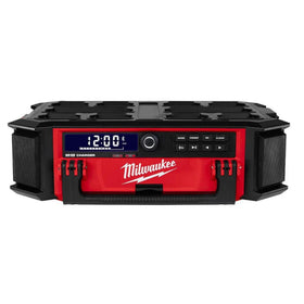 Milwaukee M18 Packout Radio Charger front view for on-site power and organization.