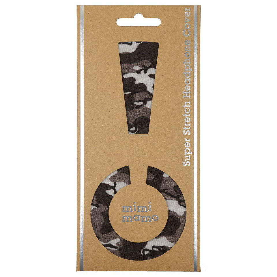 Mimimamo Super Stretch Headphone Cover City unboxed showing packaging and prep for use