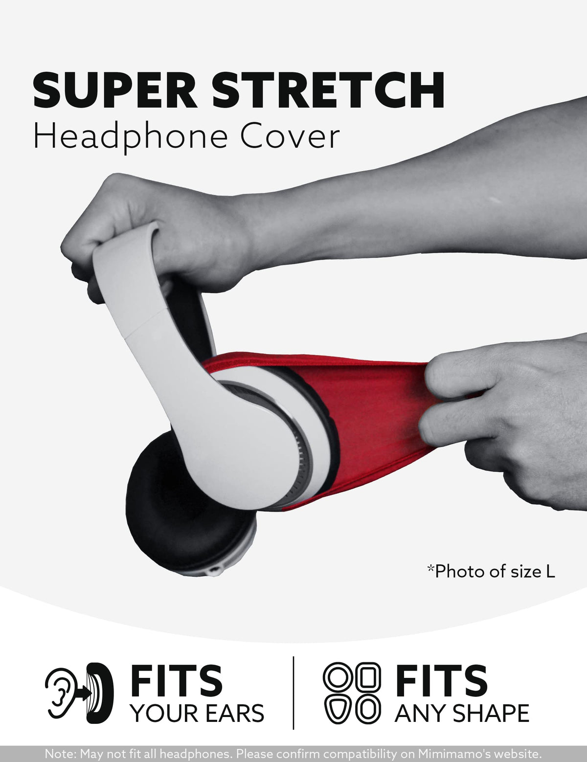 Mimimamo Super Stretch Headphone Cover Pink packaging demonstrates compact travel-friendly design.