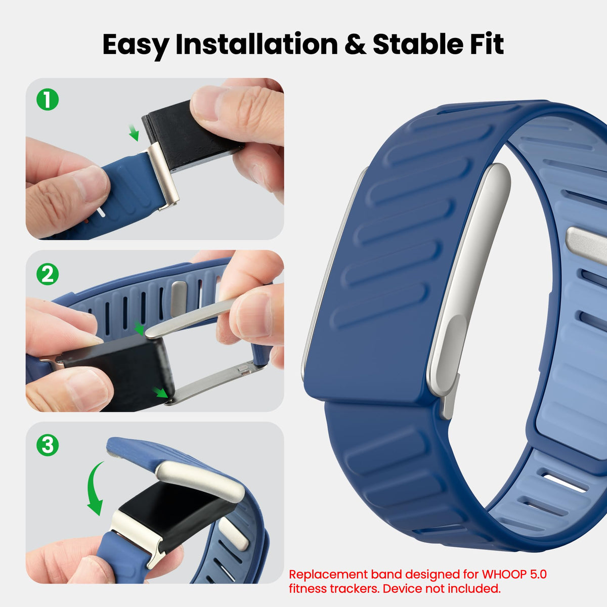 Mimo silicone band for Whoop 5.0 with easy installation and secure attachment