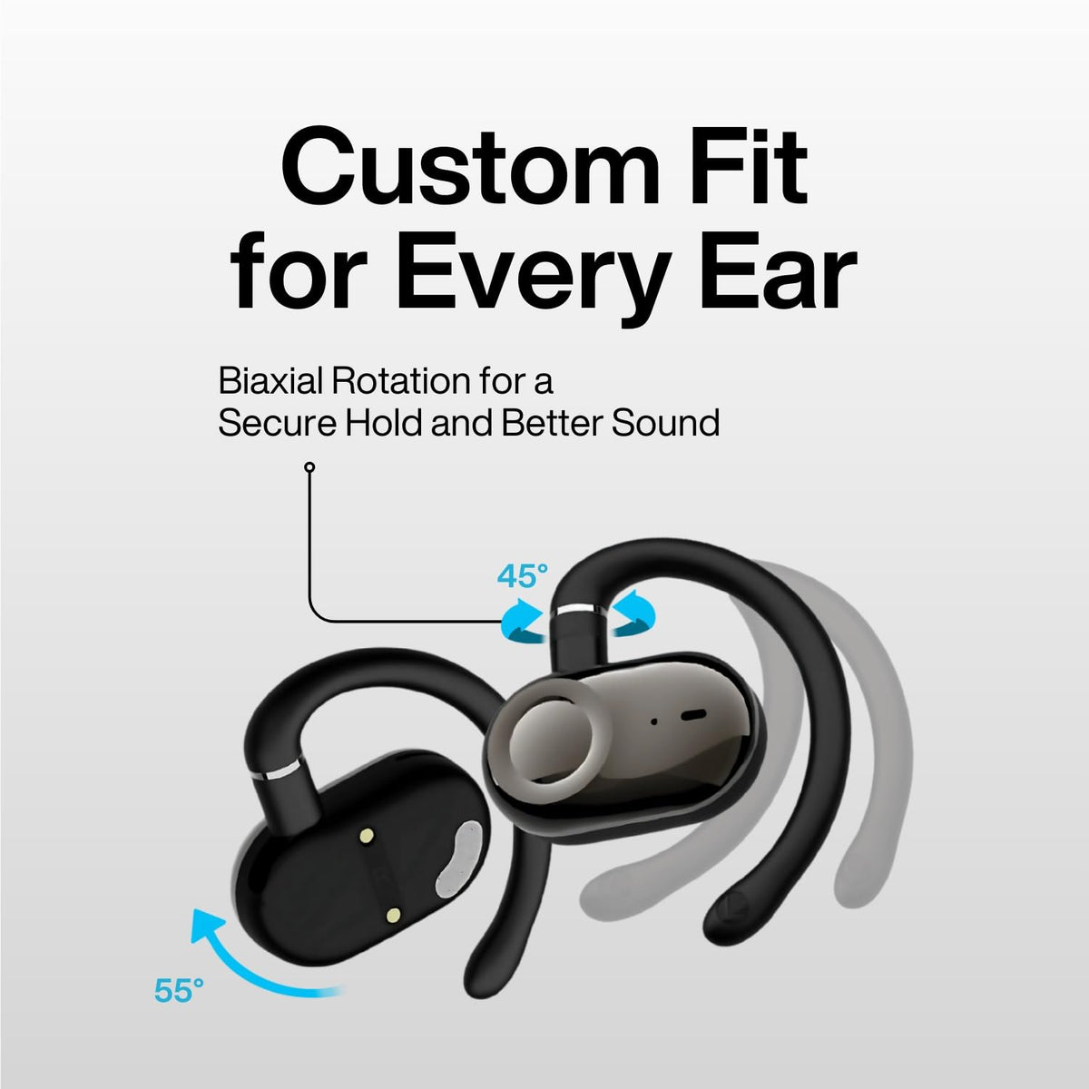 Ultra-light MINDBEAST earbuds with skin-like silicone for all-day comfort.