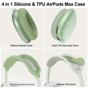 Mindresy AirPods Max 2 clear TPU earcups protect against dust while showing design.