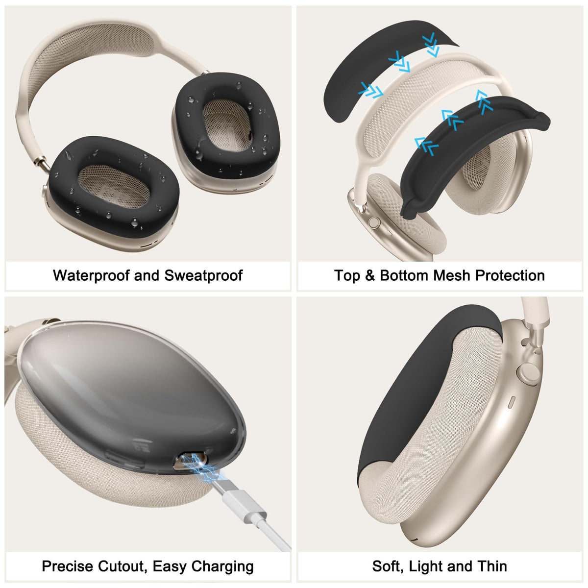 MINDRESY AirPods Max clear gradient earcups protectors highlight style and scratches defense
