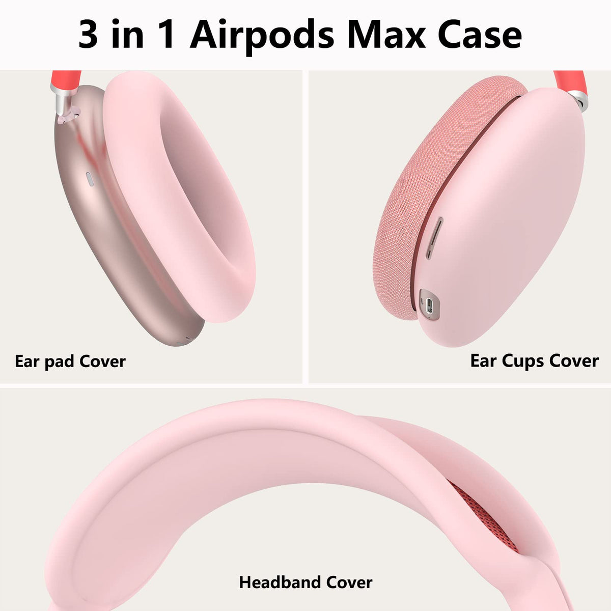 MINDRESY AirPods Max silicone case cover pink adds grip and protection