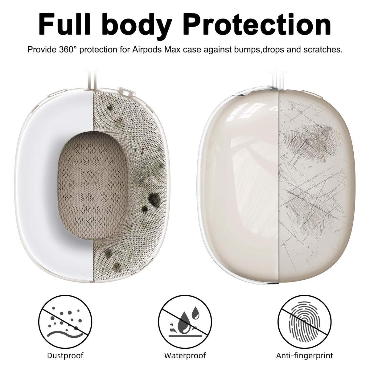 Mindresy AirPods Max silicone top cover shields crown from scratches.