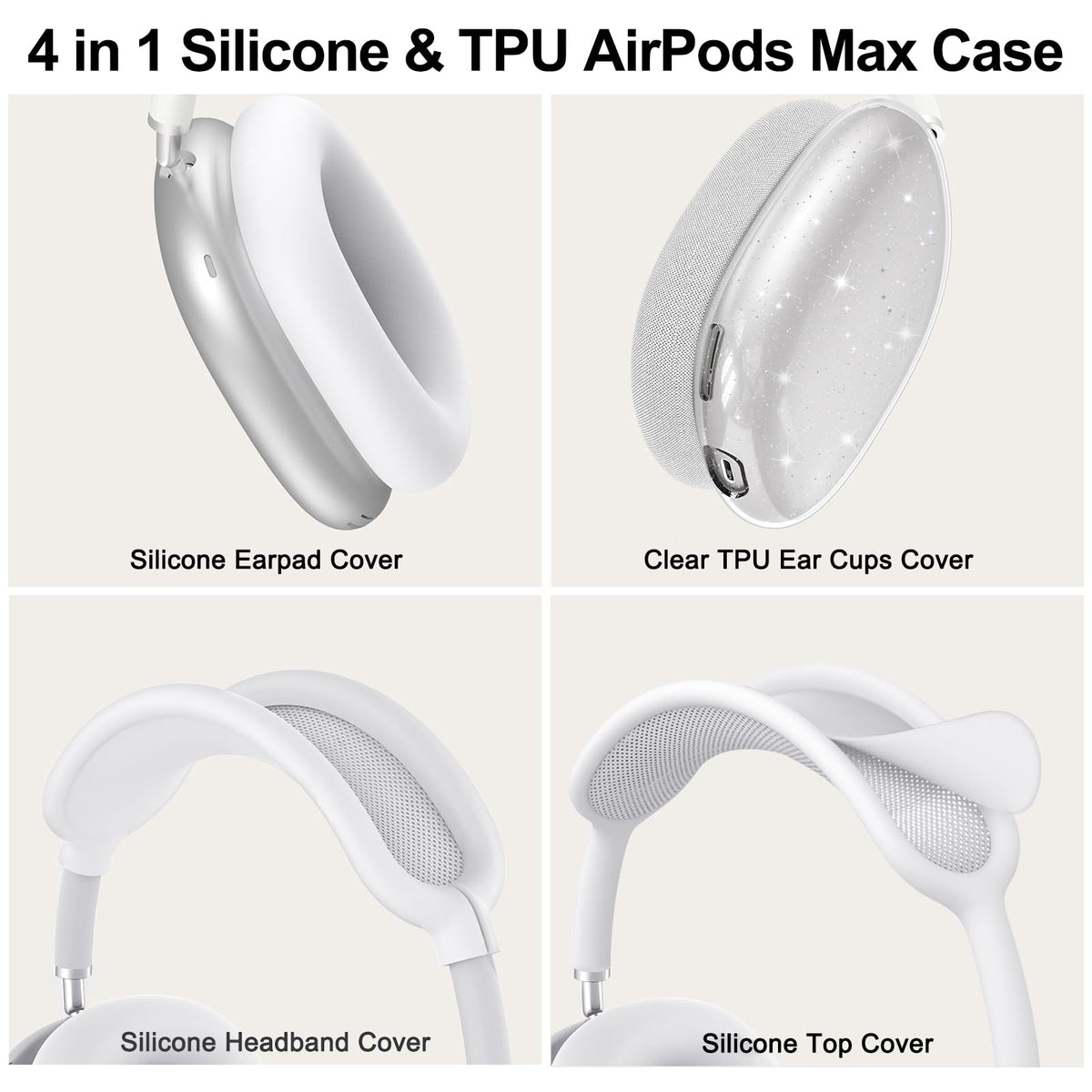 MINDRESY AirPods Max transparent protector preserves look with full coverage.