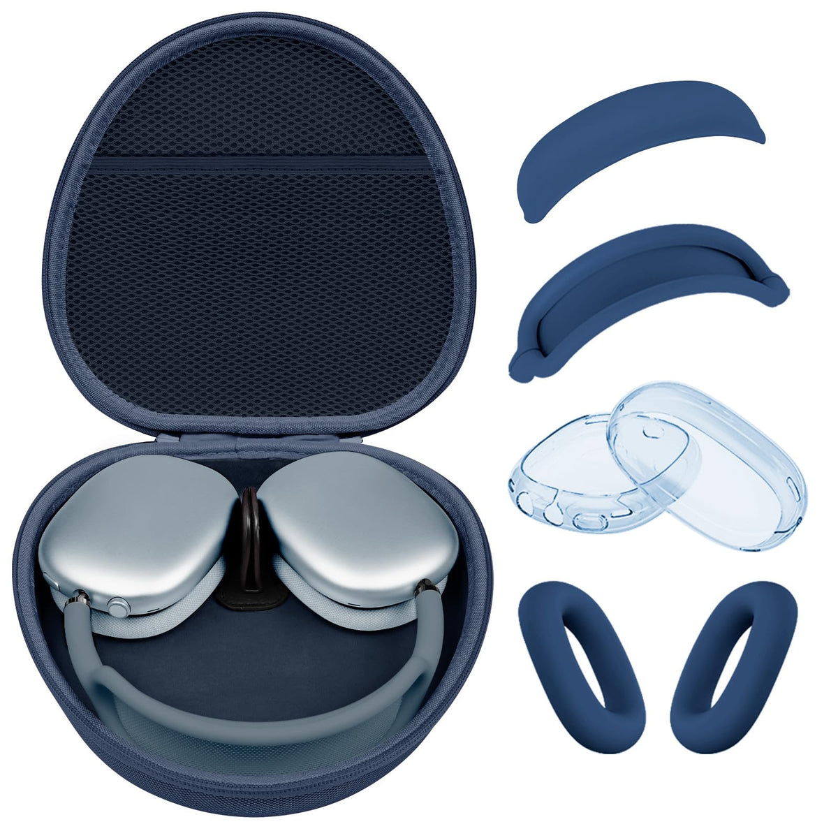 MINDRESY hard case front view showing secure zipper and handle protecting AirPods Max
