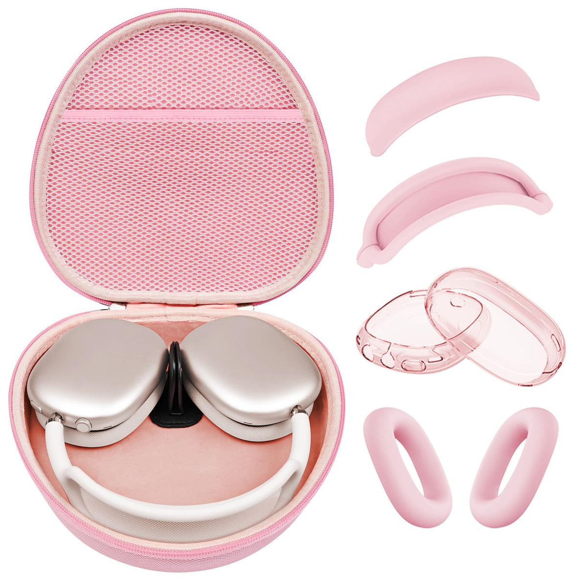 MINDRESY front view of pink hard case showing secure zipper and handle benefit durable transport