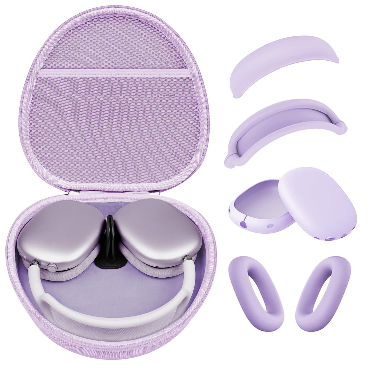 MINDRESY front view hard case showing pastel lilac finish and secure handle benefit protection