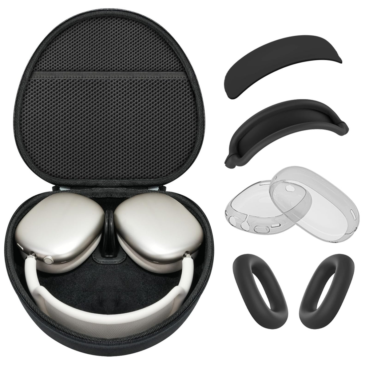 MINDRESY hard case front view protecting AirPods Max, durable travel protection