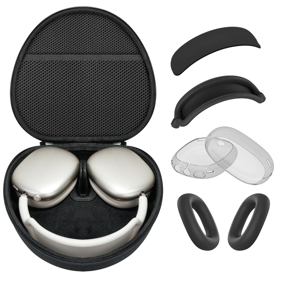 MINDRESY hard case front view protecting AirPods Max, durable travel protection