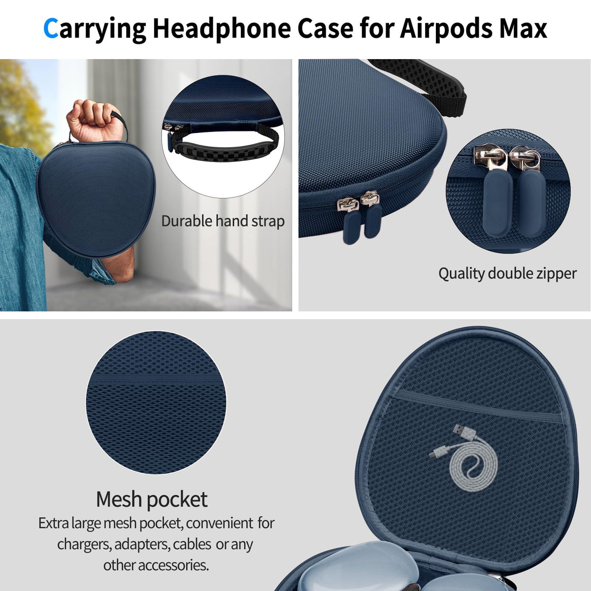 MINDRESY case with headphones placed to activate sleep mode and preserve battery