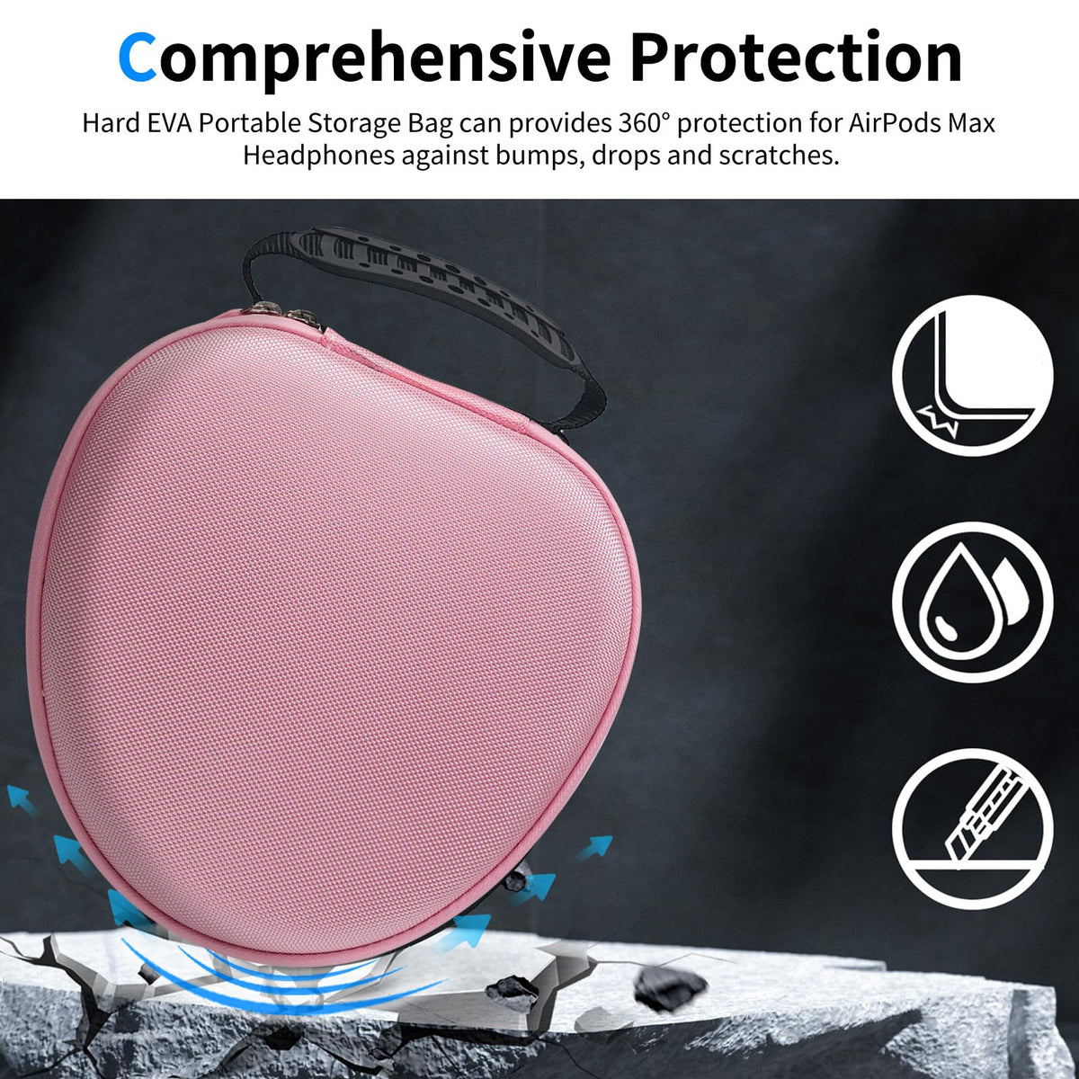MINDRESY pink case in travel bag scene illustrating easy carry and safe storage benefit