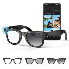 Mingtawn AI Smart Glasses front view in black, lightweight all‑day wear for comfort