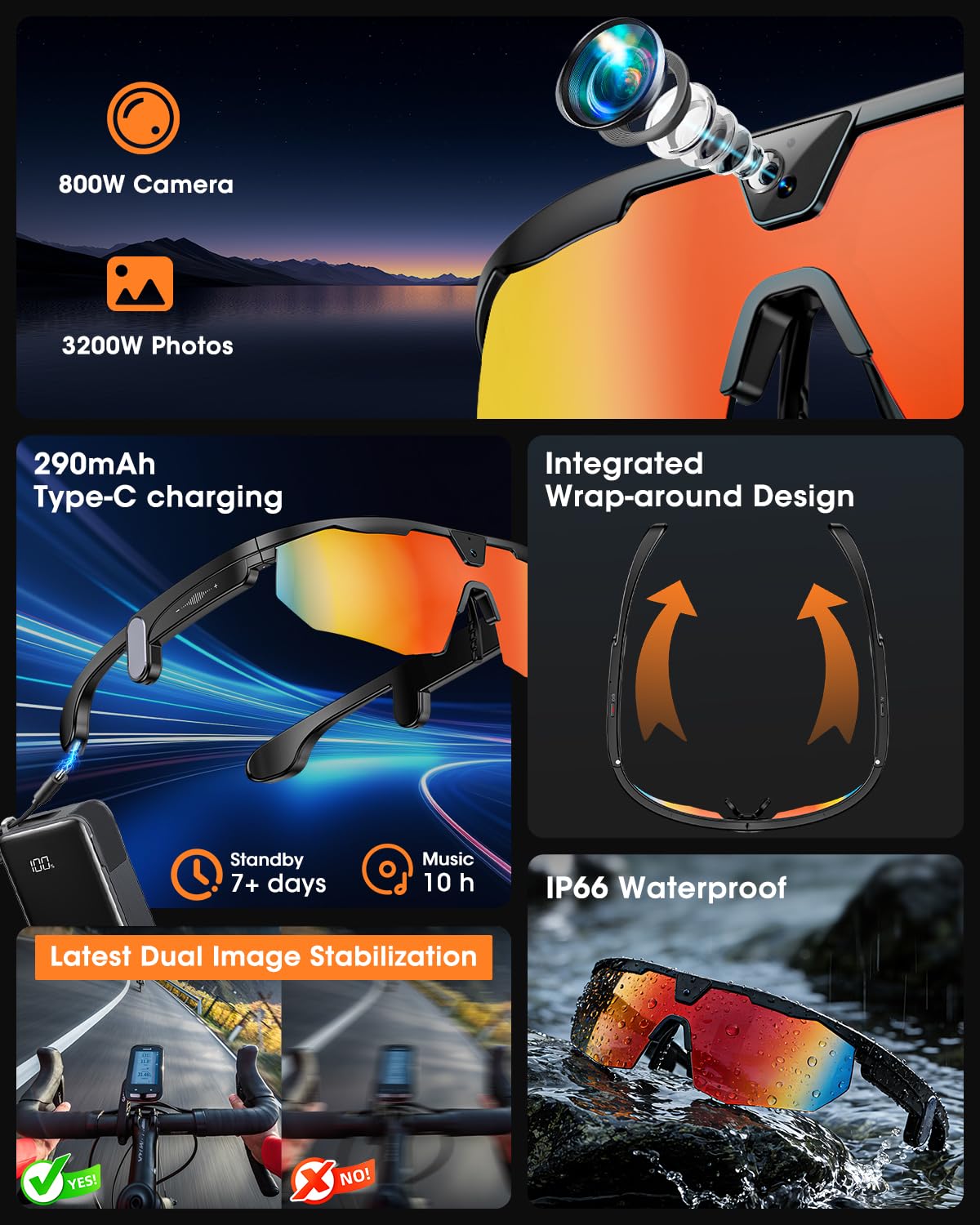 Mingtawn Smart Glasses open-ear speakers with immersive audio while remaining aware.
