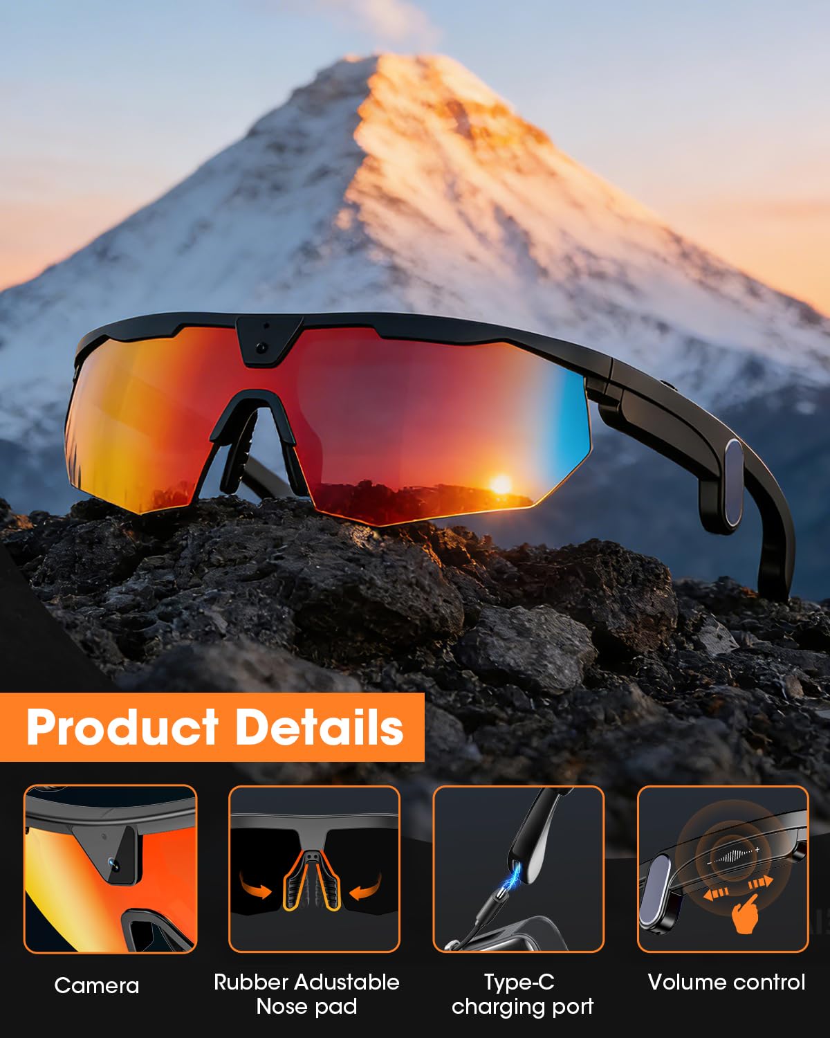 Mingtawn smart glasses polarized UV400 lenses reduce glare for outdoor visibility.