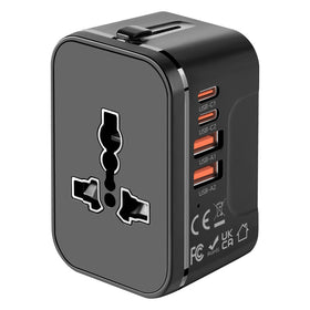 MINGTONG universal travel adapter front view, compact and travel-ready.