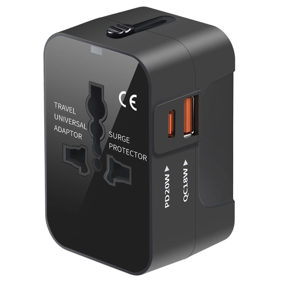 MINGTONG universal travel adapter with US EU UK AU plugs for worldwide power access