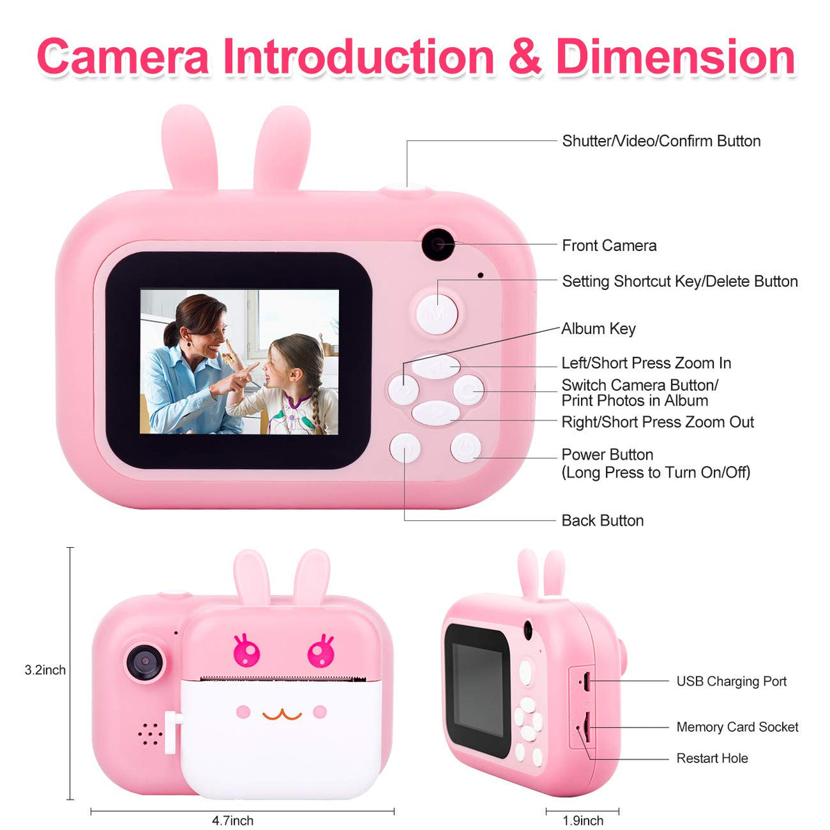 MINIBEAR camera includes 32GB TF card for thousands of memories