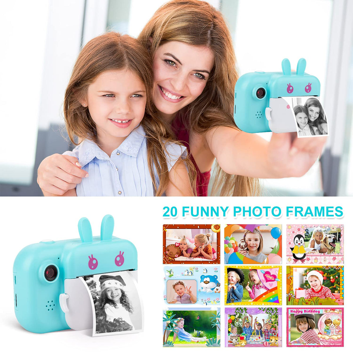 MINIBEAR Kids Camera 40MP selfie-capable lens enables fun self-portraits