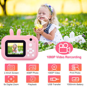 MINIBEAR Kids Camera back view shows intuitive controls and playful colors for kids