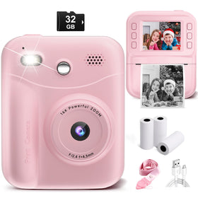 MINIBEAR Kids Camera front view, compact pink design for budding photographers on adventures.