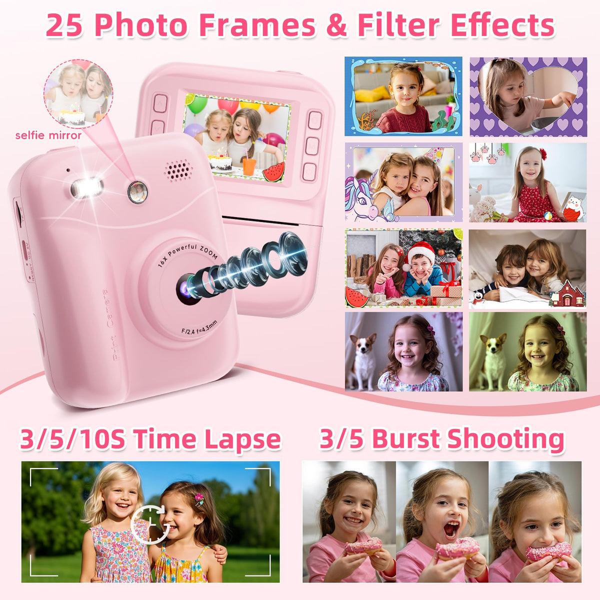 MINIBEAR Kids Camera in-use, child holding camera during playful outdoor shoot.