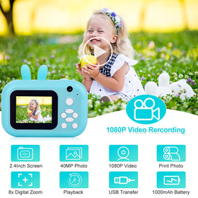 MINIBEAR Kids Camera side view shows compact, kid-friendly design for small hands