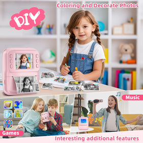 MINIBEAR Kids Camera packaging, includes 32GB SD card and USB-C cable for quick transfers.