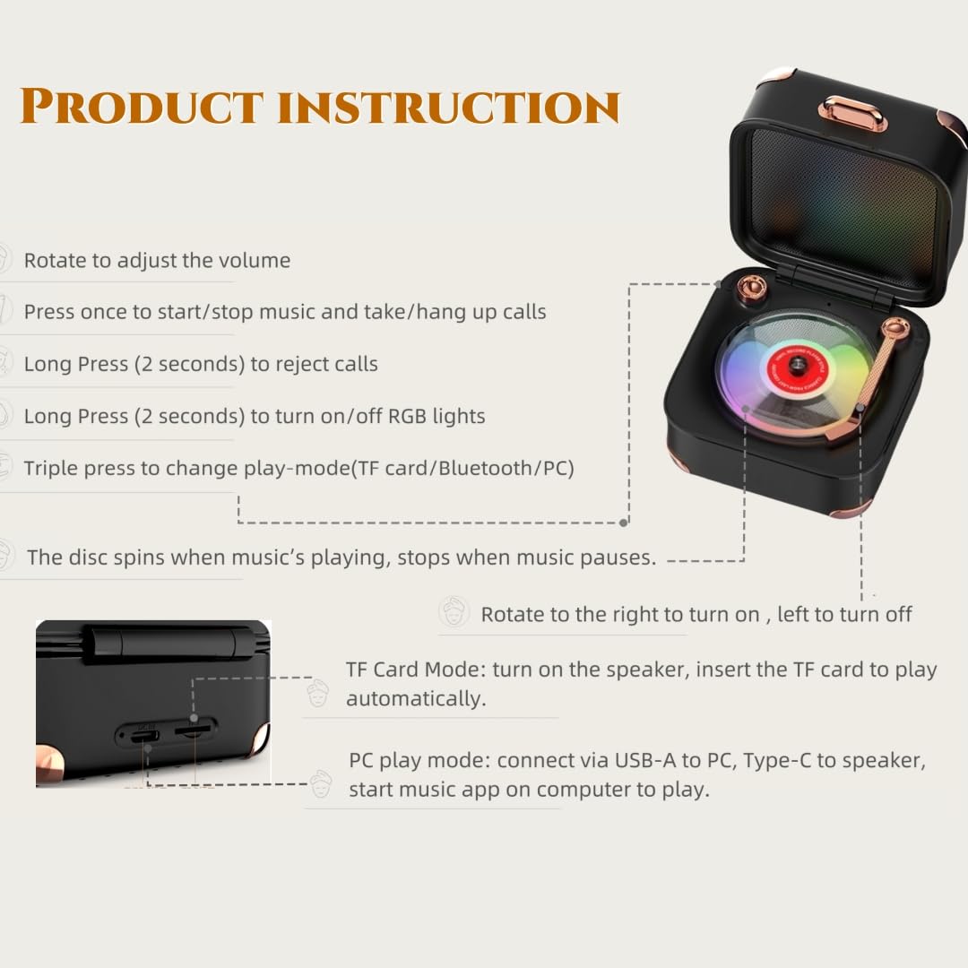 MiniLuxis retro Bluetooth speaker close-up button, showing intuitive controls
